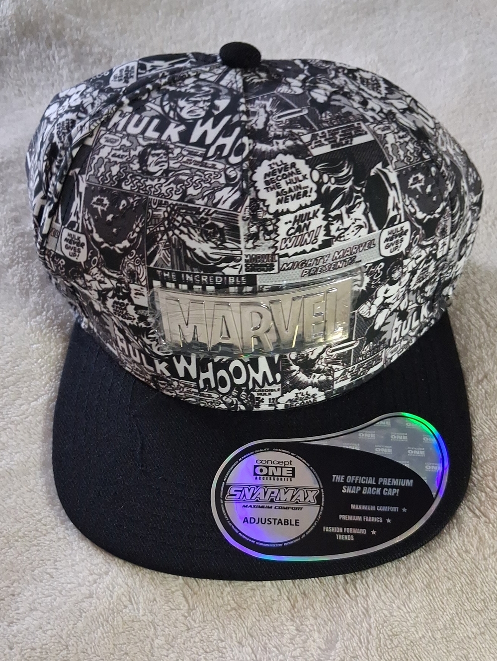 Marvel Black & White Comic Panel Snapback Hat